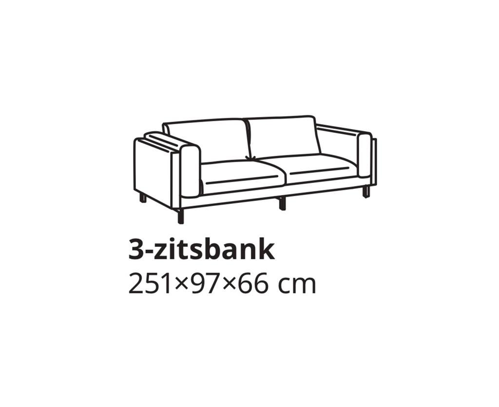 Ikea nockeby,Nette 3-zitsbank, hoezen afneembaar en gewassen, Huis en Inrichting, Banken | Bankstellen, Ophalen, 250 tot 300 cm