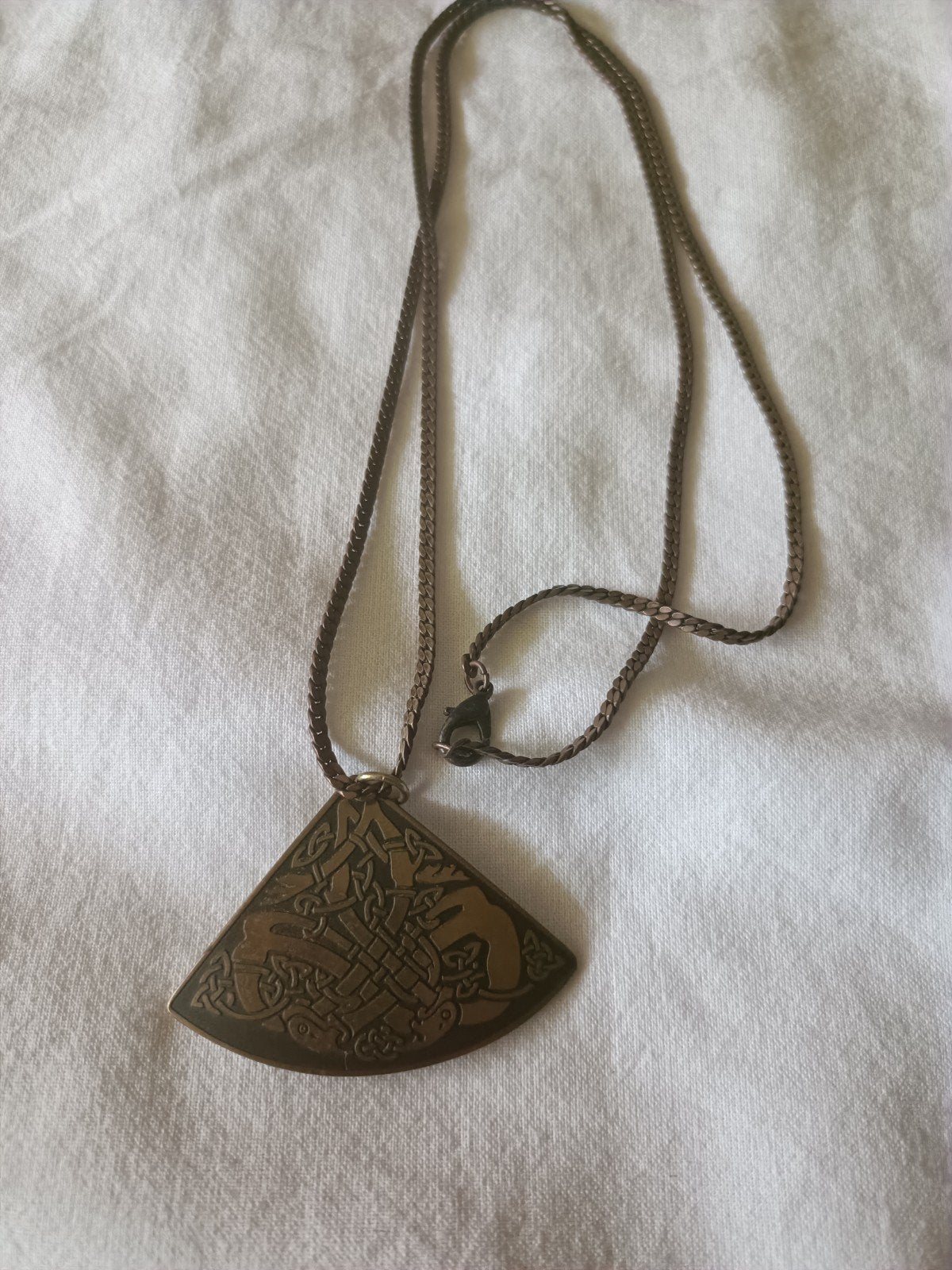 Bronzen Keltische/Viking Ketting met Zeedraak Hanger, Gebruikt, Overige kleuren, Ophalen of Verzenden, Overige materialen