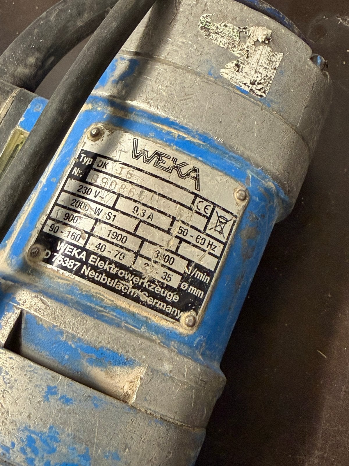 Weka Boorhamer DK 16 met boren - 2000W, Doe-het-zelf en Verbouw, Gereedschap | Boormachines, Ophalen of Verzenden, Gebruikt, 600 watt of meer