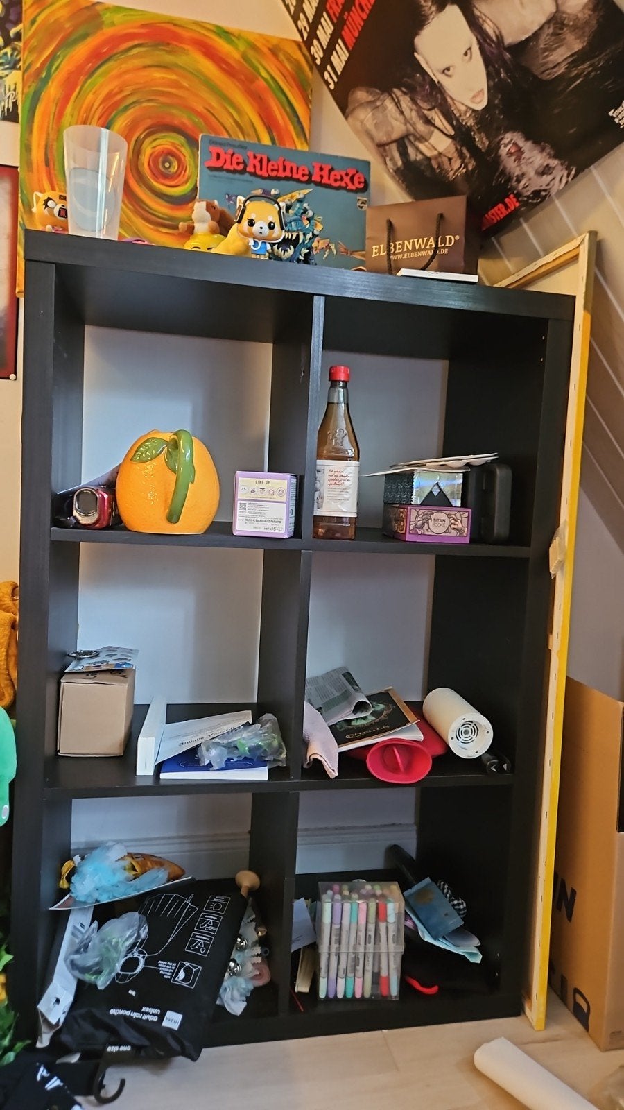 Zwart open kallax vakkenkast van ikea - Veelzijdige opbe, Ophalen, Met plank(en), Gebruikt, Modern, functioneel