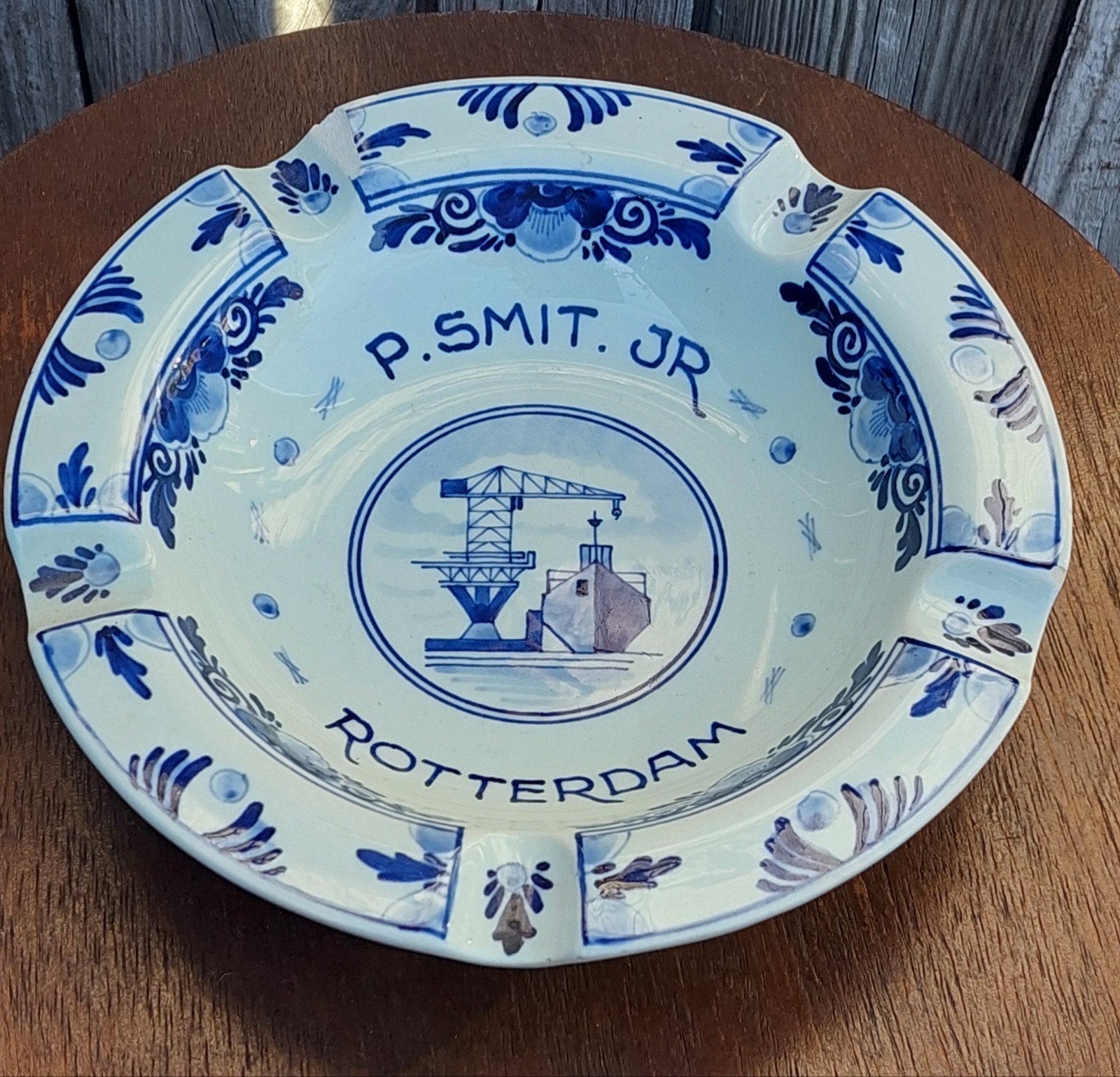 Delfts Blauw Asbak P. Smit Jr. Rotterdam - Vintage, Antiek en Kunst, Ophalen of Verzenden