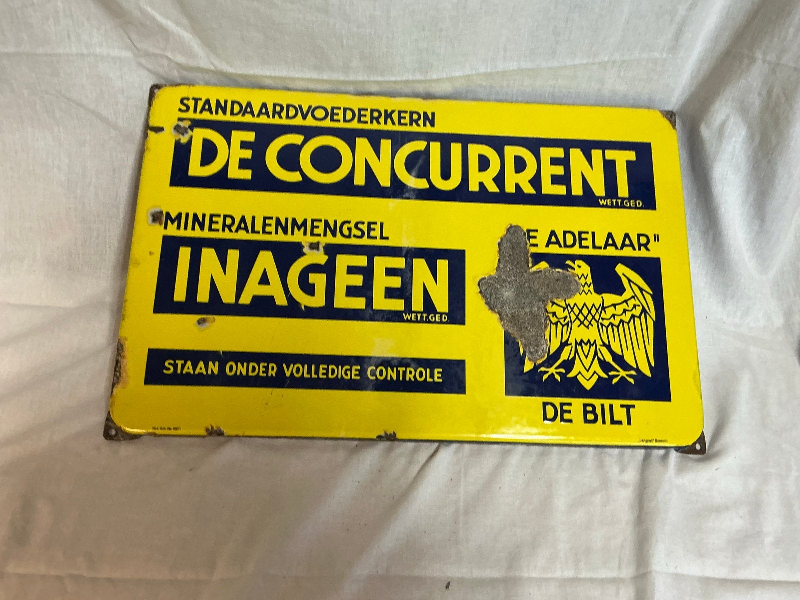 Emaille reclamebord "De Concurrent" - Langcat Bussum, Antiek en Kunst, Ophalen of Verzenden