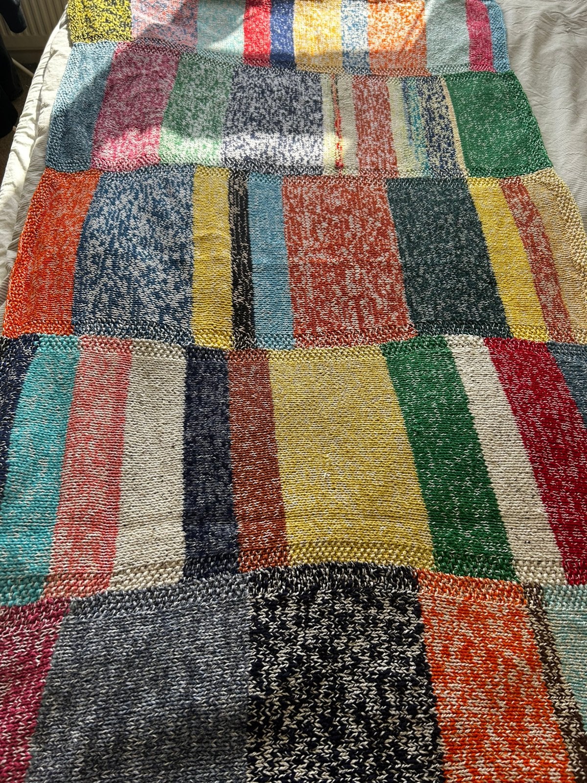 Patchwork gebreide deken vintage, Huis en Inrichting, Woonaccessoires | Plaids en Woondekens, Ophalen of Verzenden, Gebruikt