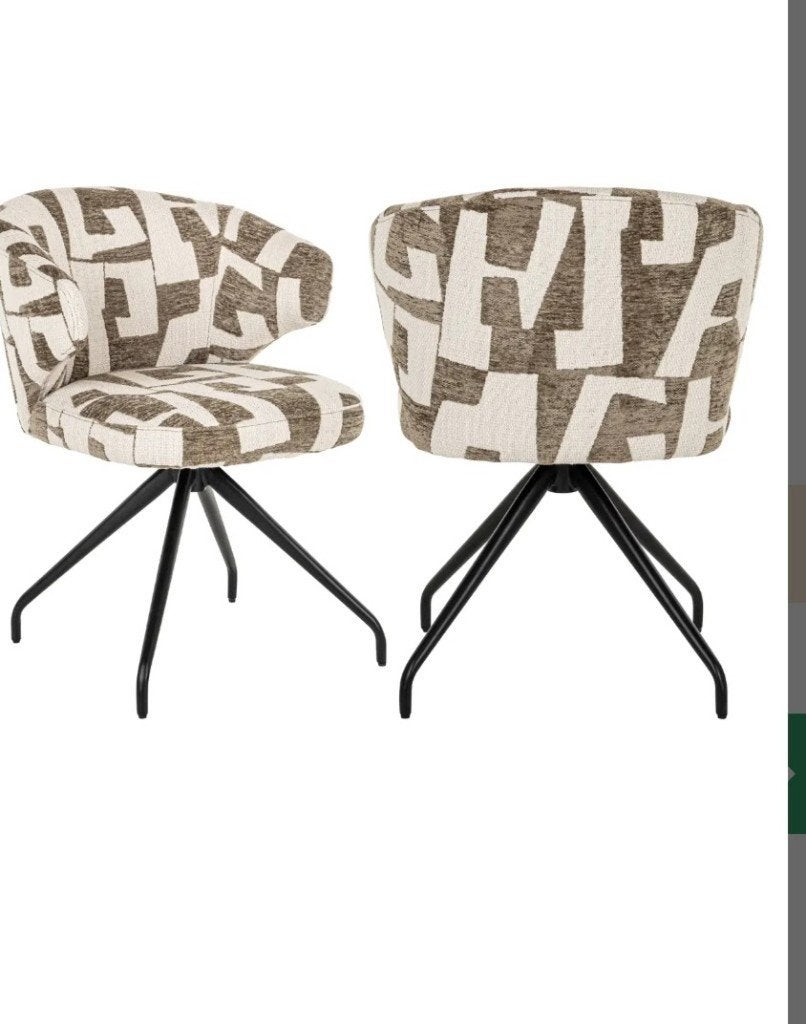 Set van 5 Richmond Interiors stoelen Milly Moss Graphic, Ophalen, Metaal, Onbekend, Nieuw