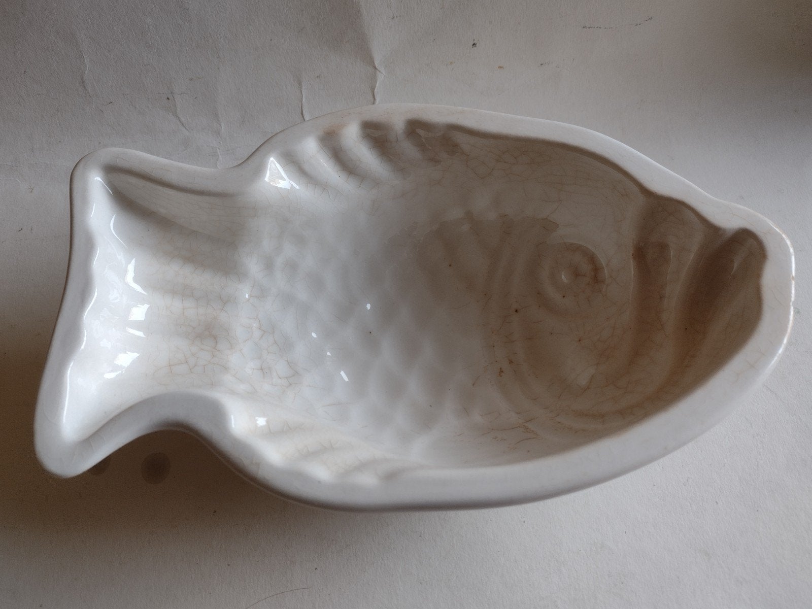 oude keramiek puddingvorm vis Petrus Regout L 23 en B 14 cm, Antiek en Kunst, Ophalen