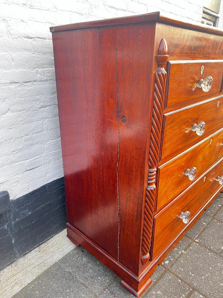 antiek mahonie Engelse ladekast, 125 breed en 115 hoog, Antiek en Kunst, Ophalen of Verzenden