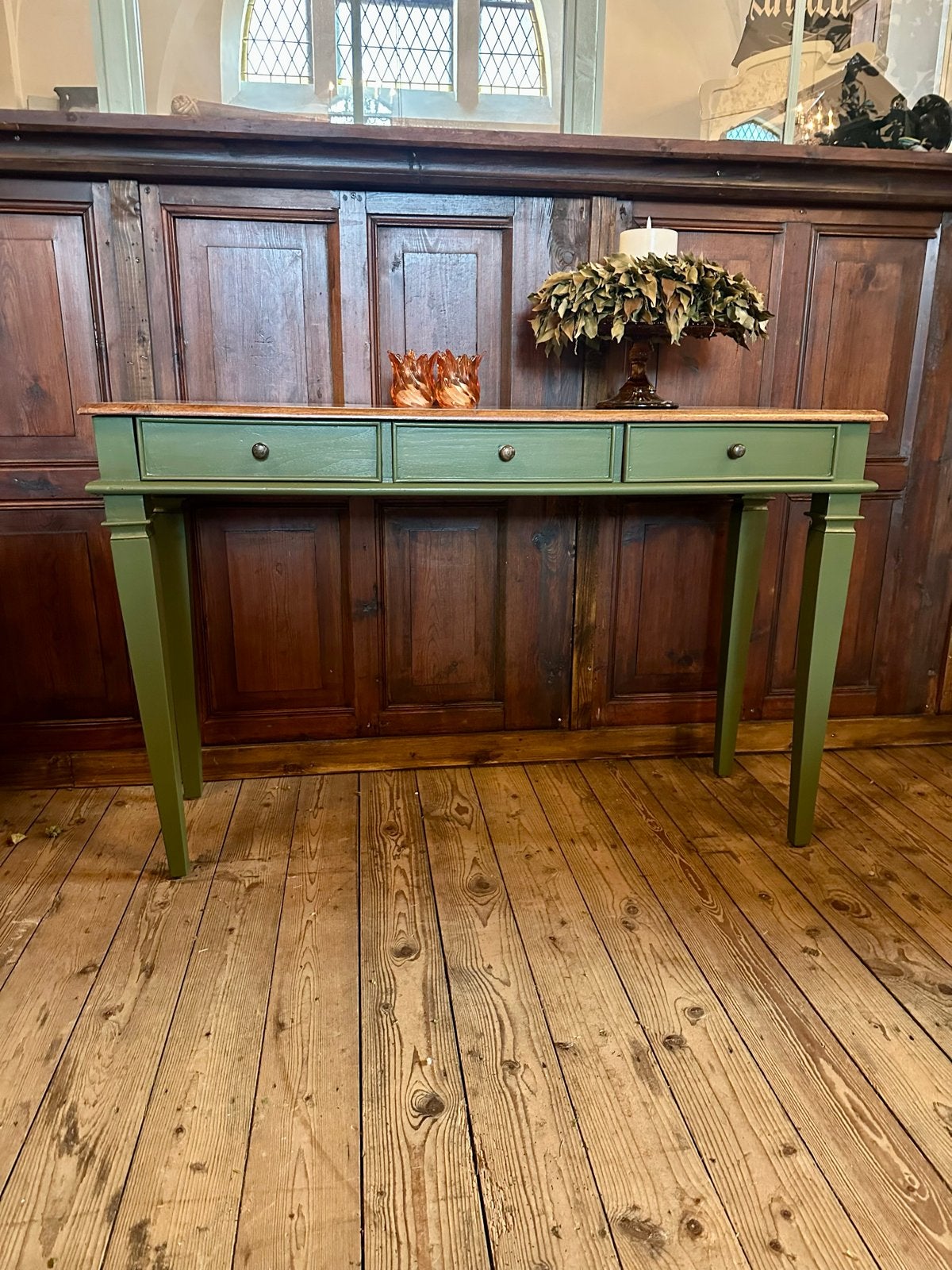 Landelijke oude sidetable engels groen hal tafel, Ophalen