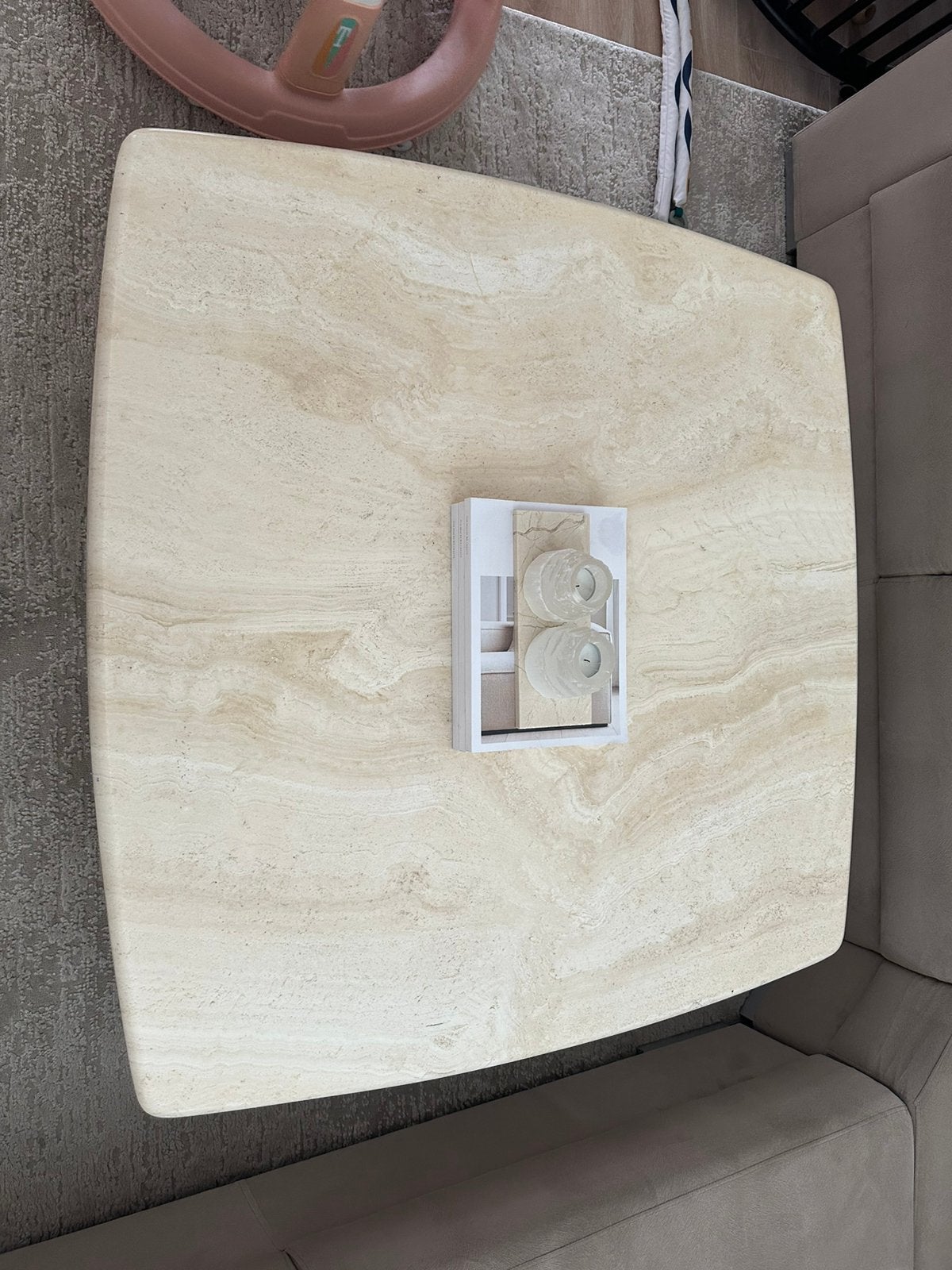 Salon tafel travertin, Huis en Inrichting, Ophalen, Zo goed als nieuw, Vierkant, 50 tot 100 cm