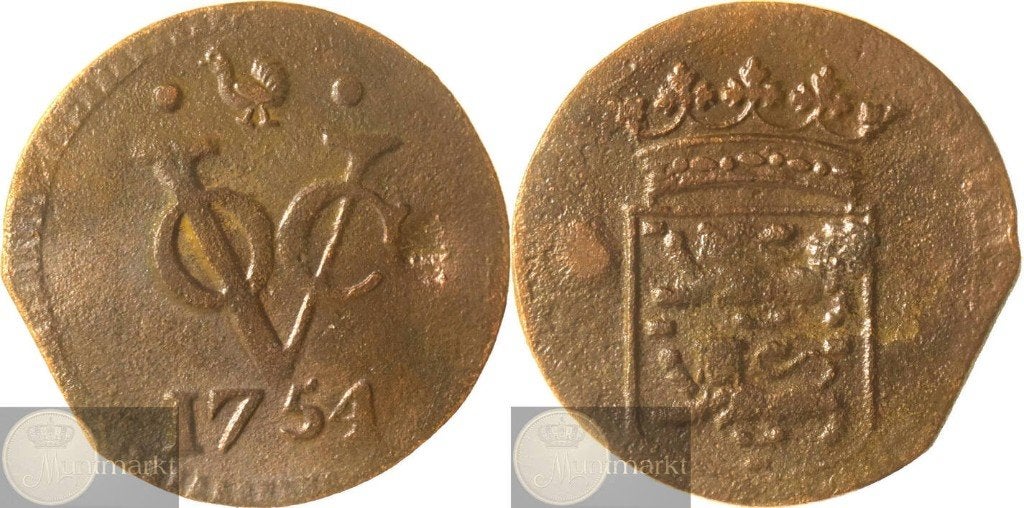 V.O.C. - West-Friesland - Duit 1754 - Hoorn, Postzegels en Munten, Munten | Nederland, Ophalen of Verzenden, Vóór koninkrijk, Overige waardes