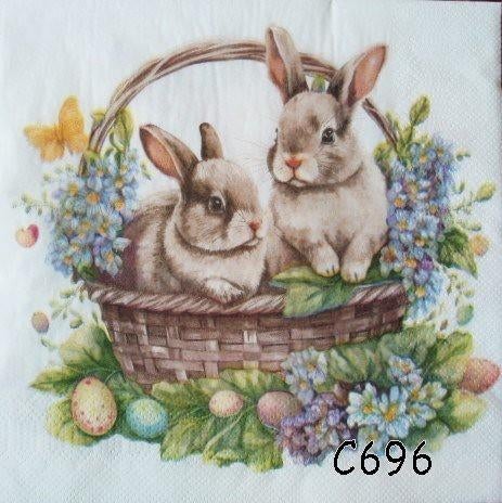 Servetten decoupage/bullet journal * konijntjes C696, Verzenden, Nieuw