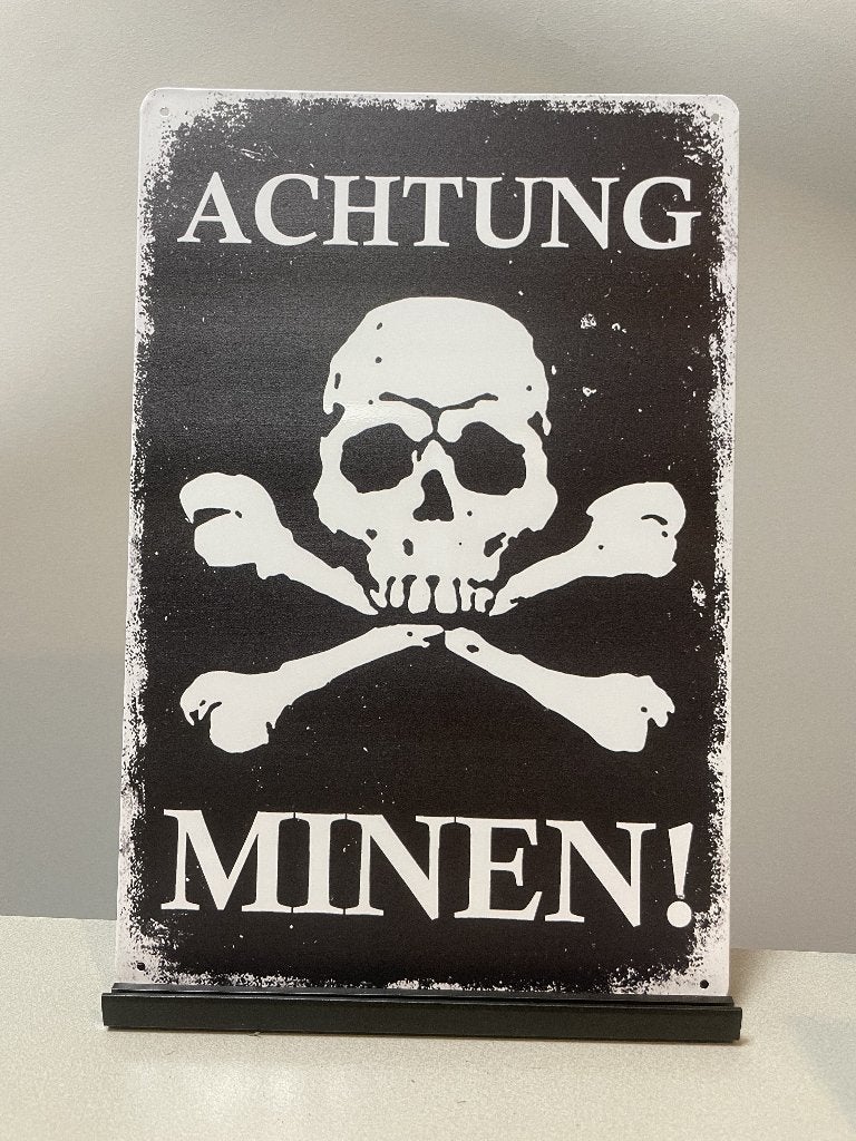 Achtung Minen! metalen bord (Old Look), Verzamelen, Militaria | Tweede Wereldoorlog, Www.pand50.nl, Ophalen of Verzenden, Duitsland