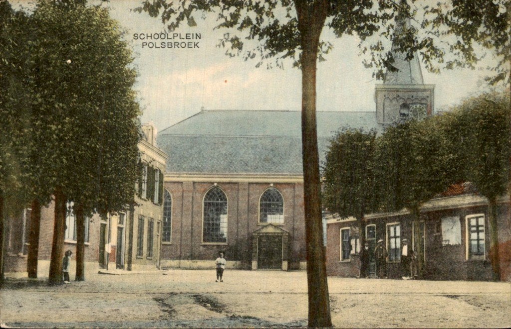 Polsbroek - Schoolplein - Kerk, Ophalen of Verzenden, Voor 1920, Gelopen, Utrecht