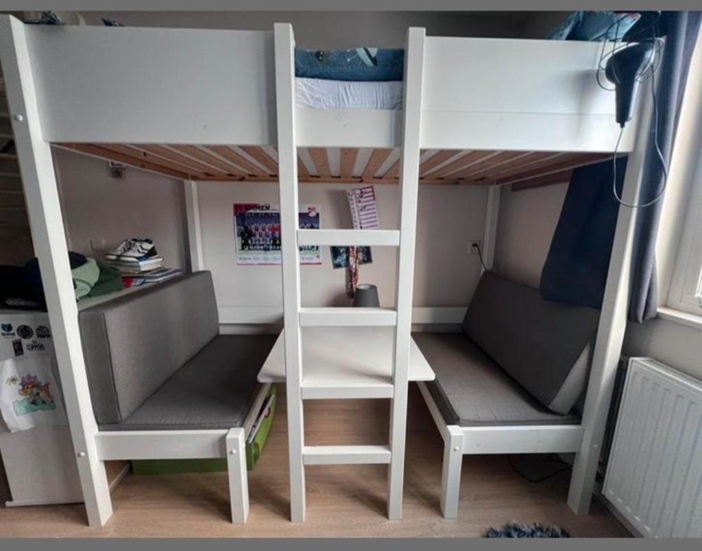 NOUS kids hoogslaper met zitje Charlie (90x200), Ophalen, Eenpersoons, 90 cm, Hoogslaper
