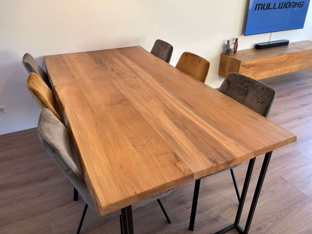 Massief Elzenhouten eettafel – 200 x 100 cm, Huis en Inrichting, Tafels | Eettafels, Overige materialen, Vijf personen of meer