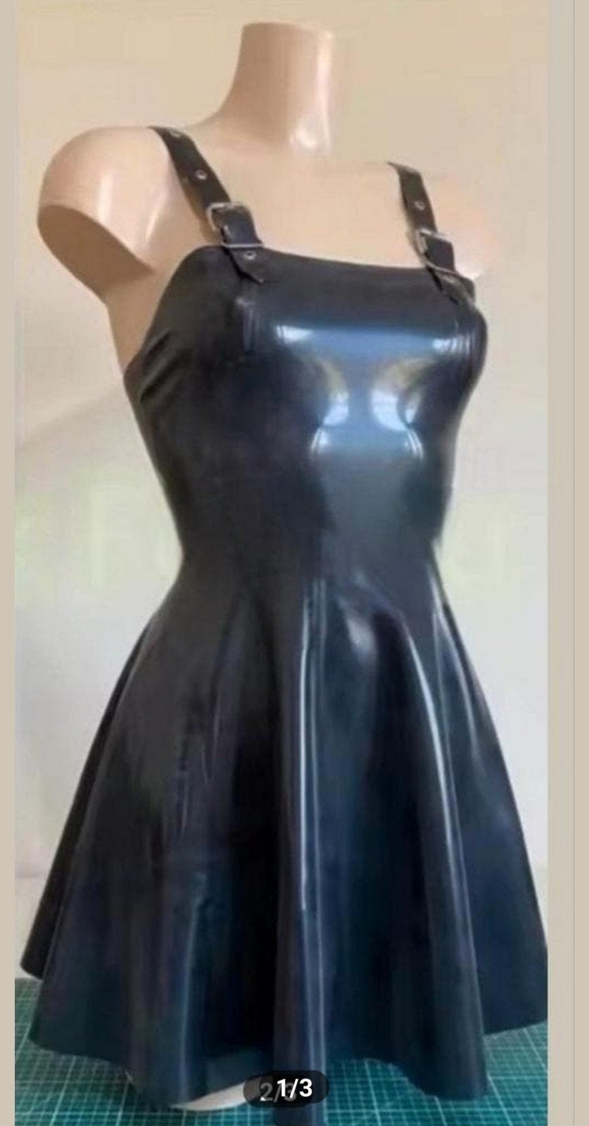 Mooie latex jurk met bijzondere straps, tm 2XL, Kleding | Dames, Verzenden, Nieuw, Zwart, Boven de knie