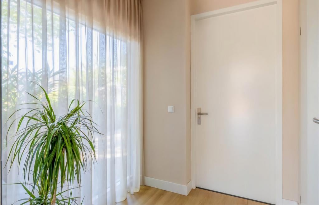 Vitrage / Inbetween Mumbai linnen, 195x259 cm, z.g.a.n., 200 cm of meer, Beige, 150 tot 200 cm, Linnen, modern, tijdloos