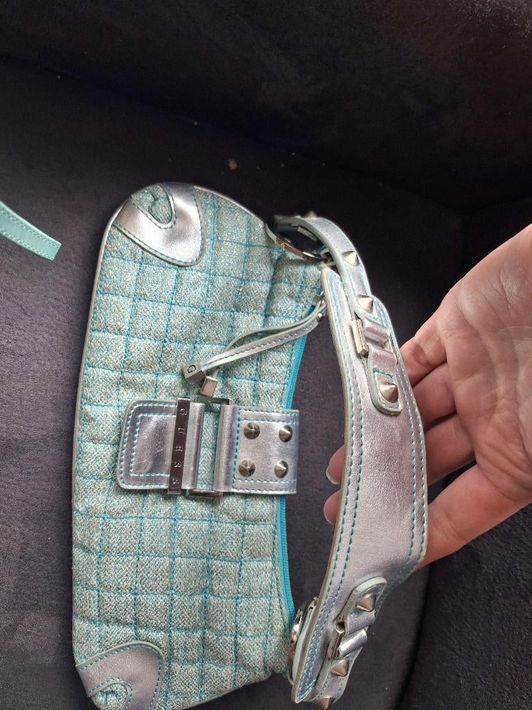 Guess tas Y2K vintage – turquoise met studs – unieke bag, Ophalen, Gebruikt, Overige kleuren, Handtas