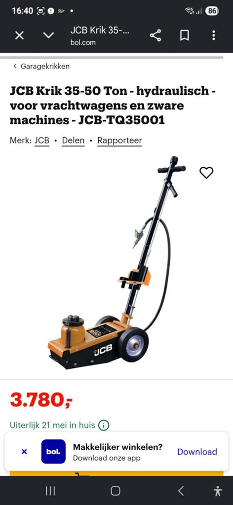 Nieuw in doos JCB krik 30 tot 50 ton., Ophalen, Nieuw, Hydraulisch, Garagekrik