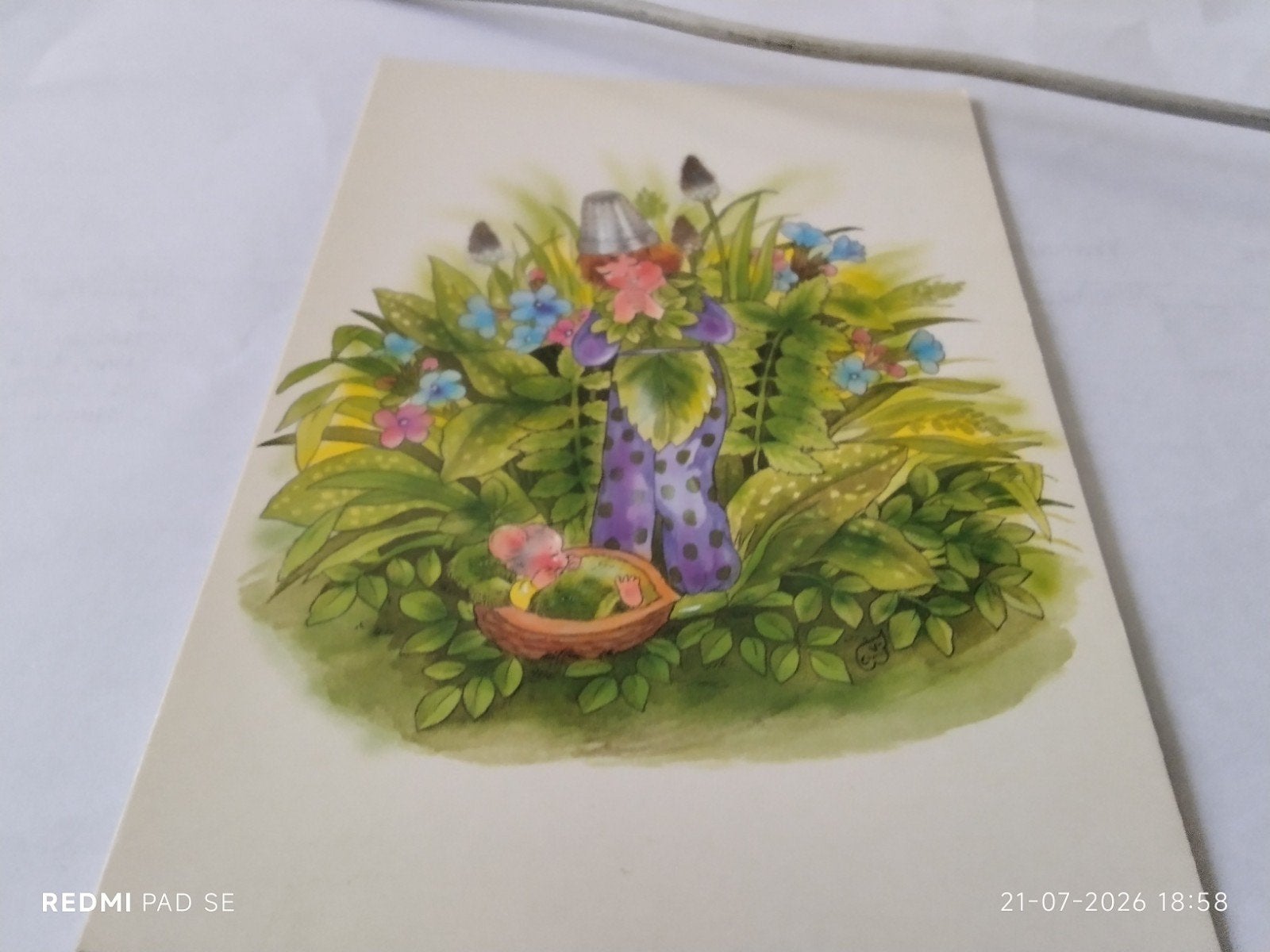 Vintage Ansichtkaart Christl Vogl - Elfje met Baby Muis, Ophalen of Verzenden, 1980 tot heden, Ongelopen, Natuur