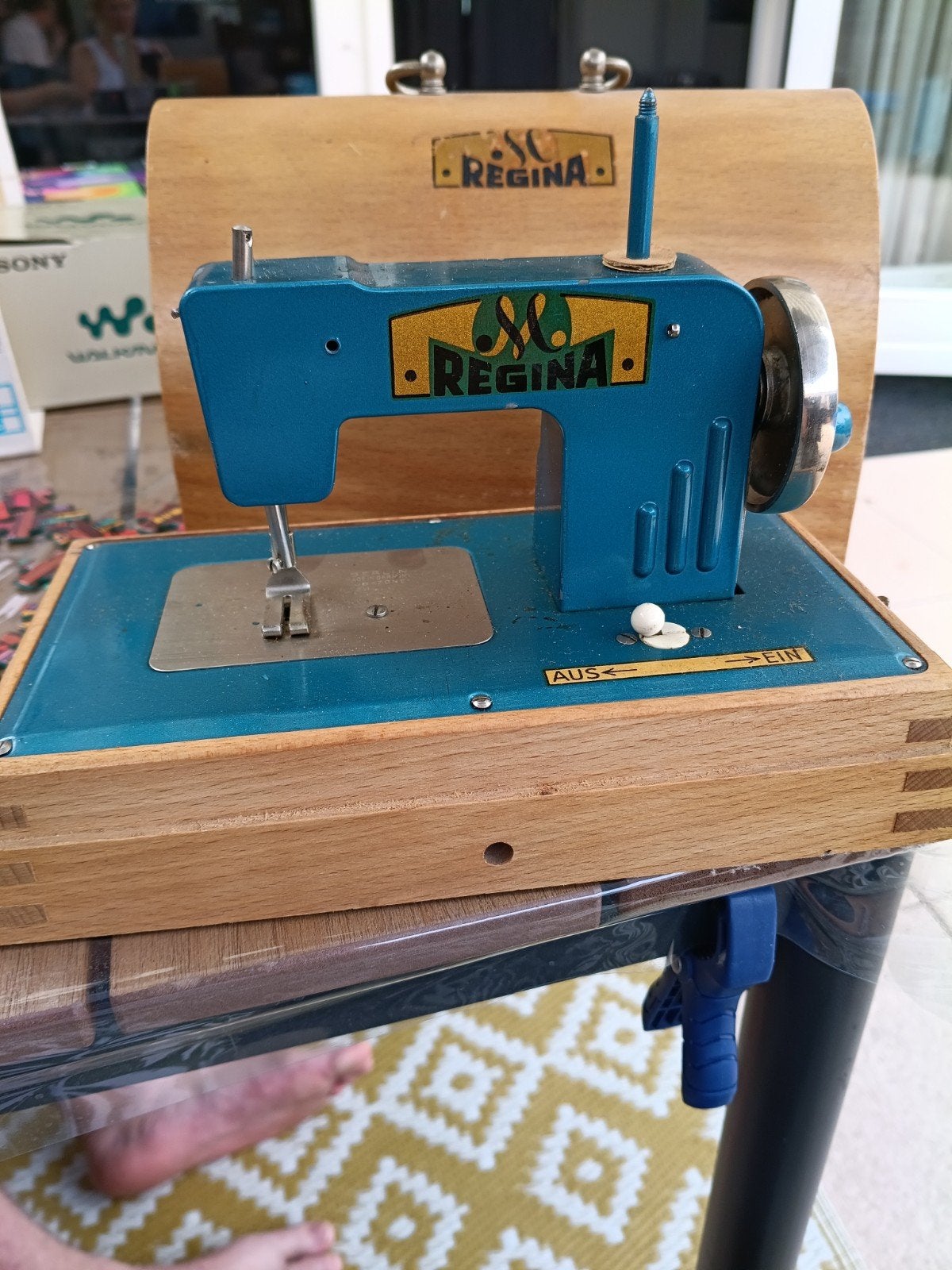 Vintage Regina naaimachine met houten koffer, Ophalen of Verzenden