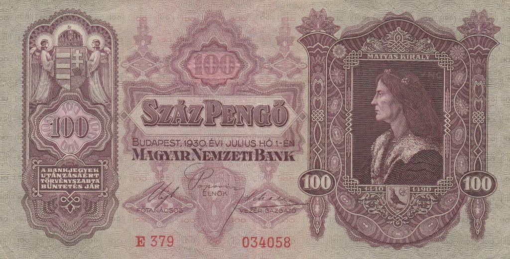 100 Szaz Pengo  Budapest Magyar Nemzeti Bank 1930, Ophalen of Verzenden, Hongarije, Los biljet