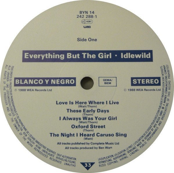 LP - Everything but the girl - Idlewild, Beschermende buitenhoes, LP, Pop, Ophalen of Verzenden