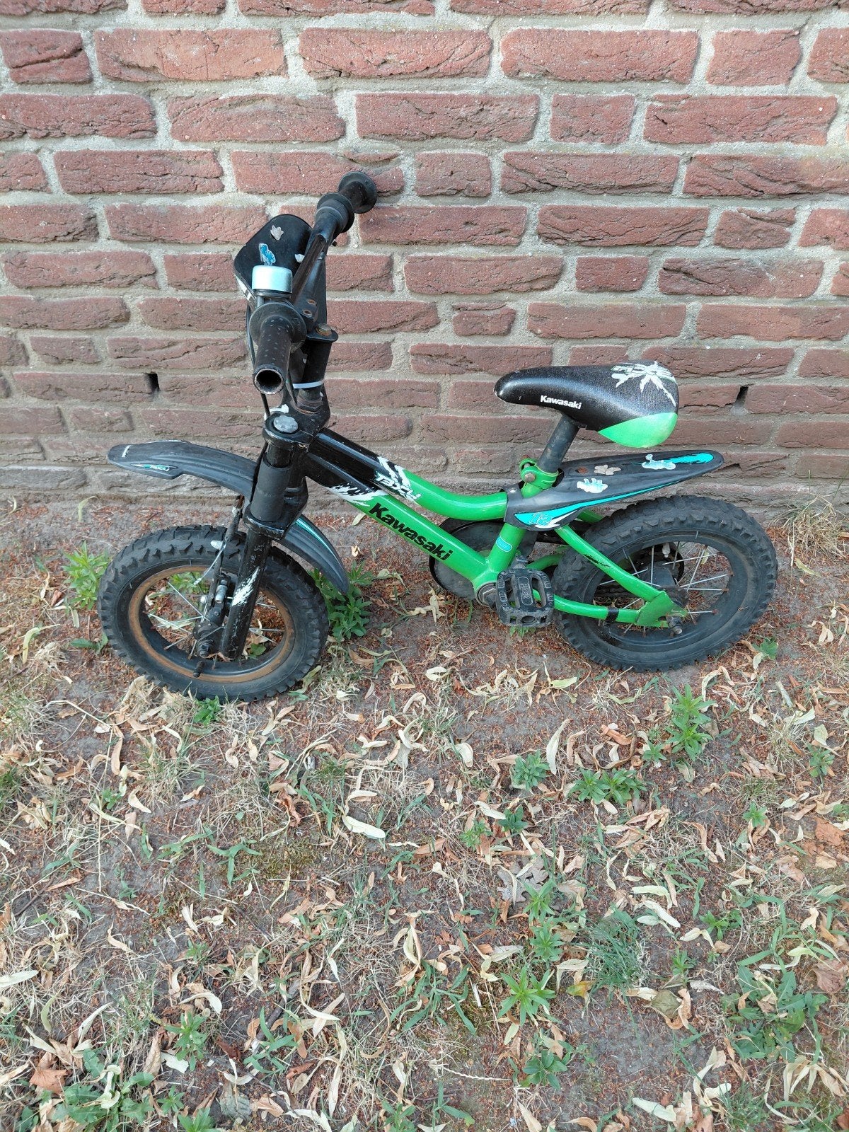 Kawasaki 12 inch crossfiets - Groen, Fietsen en Brommers, Fietsen | Crossfietsen en BMX, Ophalen, Gebruikt, Minder dan 16 inch