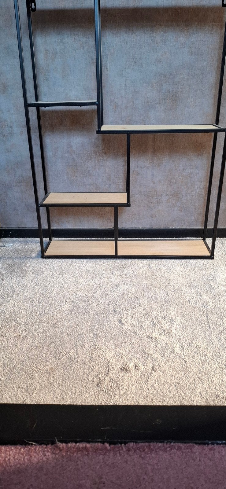 Industrieel Wandrek Metaal Hout - 60x15x80 cm, Ophalen