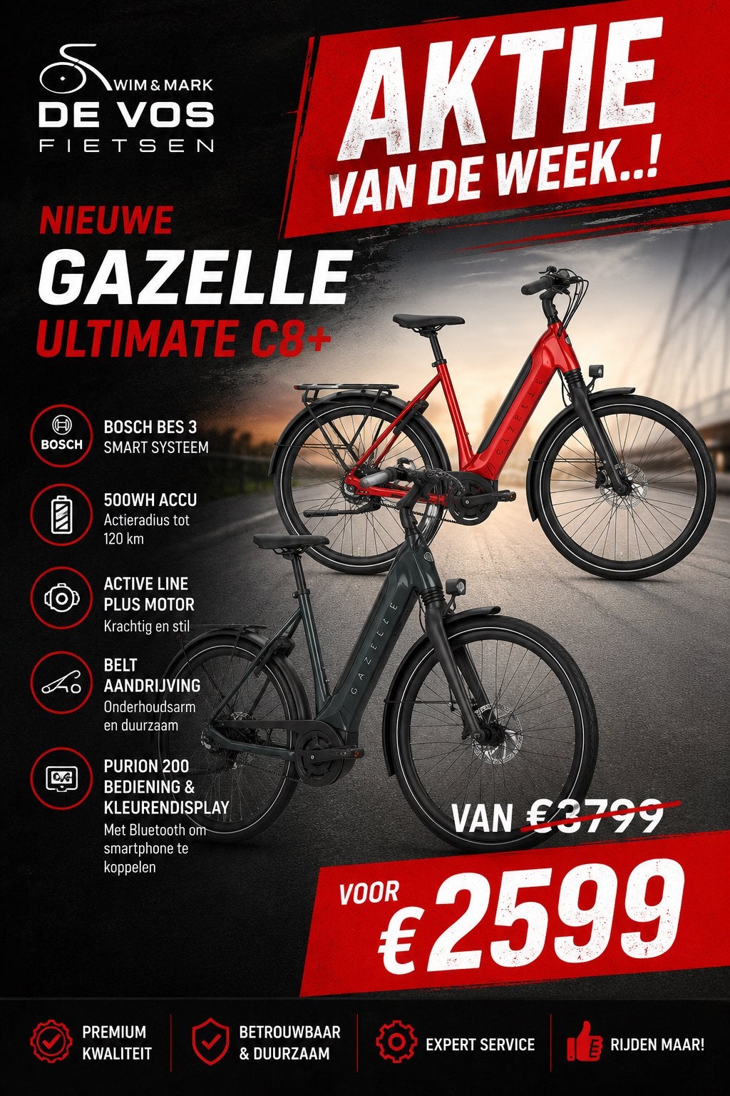 Nieuwe Gazelle Ultimate C8+ HMB E-bike - Aktie van de week!, Fietsen en Brommers, Ophalen, Nieuw, 50 km per accu of meer, Gazelle
