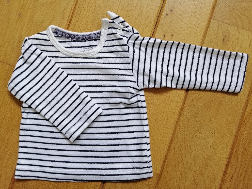PRÉNATAL t- shirt lange mouw wit blauw streep maat 56, Kinderen en Baby's, Babykleding | Maat 56, Ophalen of Verzenden, Zo goed als nieuw