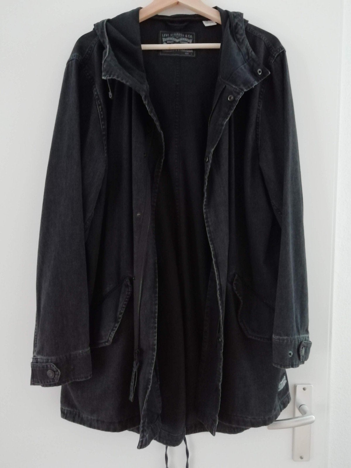 LEVI'S heren fishtail parka zwart denim maat L, Maat 52/54 (L), Levi's, Zwart, Nieuw