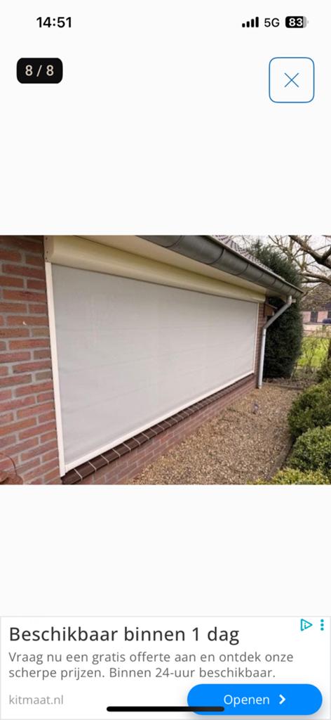 2x Elektrisch Verano ritsscreen 391 x 146 cm v.v.  Somfy RTS, Tuin en Terras, Zonneschermen, Ophalen, Elektrisch, Zo goed als nieuw