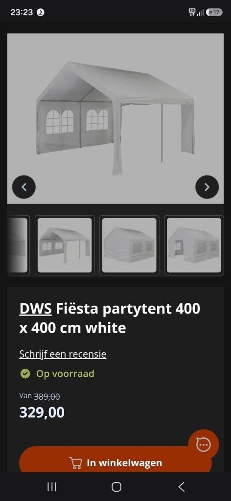 Partytent 4 x 4 te koop, Ophalen, Gebruikt, Partytent, 4 tot 6 meter