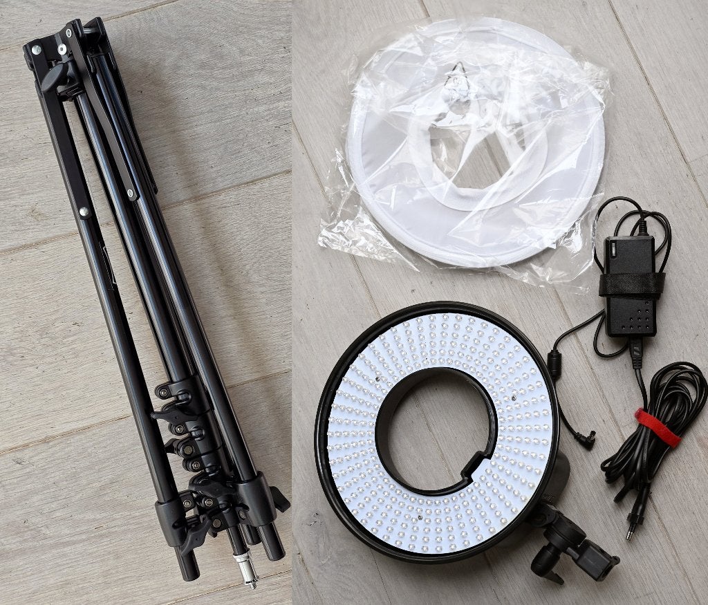 FalconEyes ringlamp DVR-300DVC Ring-LED + statief, Audio, Tv en Foto, Fotografie | Fotostudio en Toebehoren, Gebruikt, Falcon Eyes