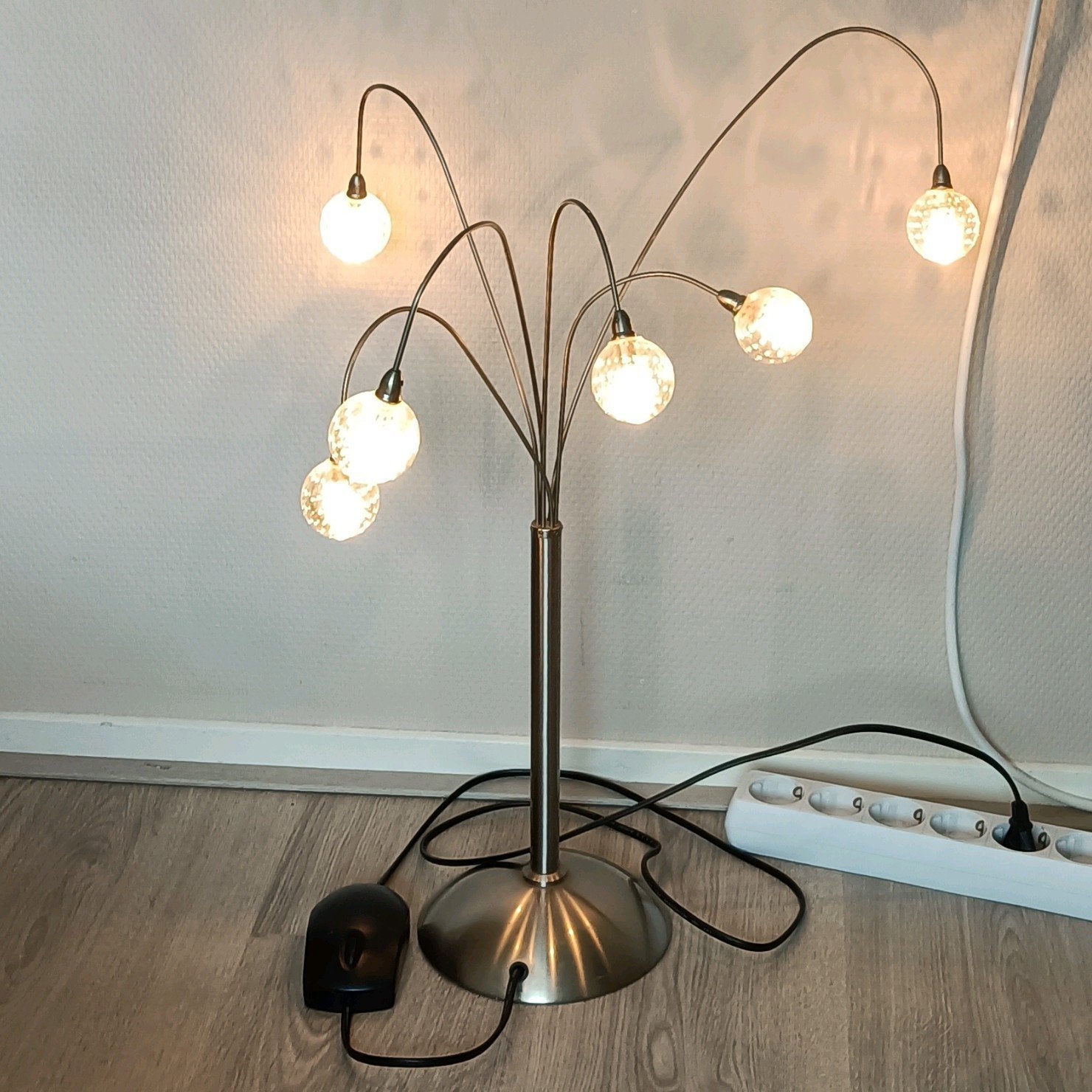 Jan des bouvrie desinger tafel lamp modern staal met glas, Ophalen, Glas, Dimbaar, Modern