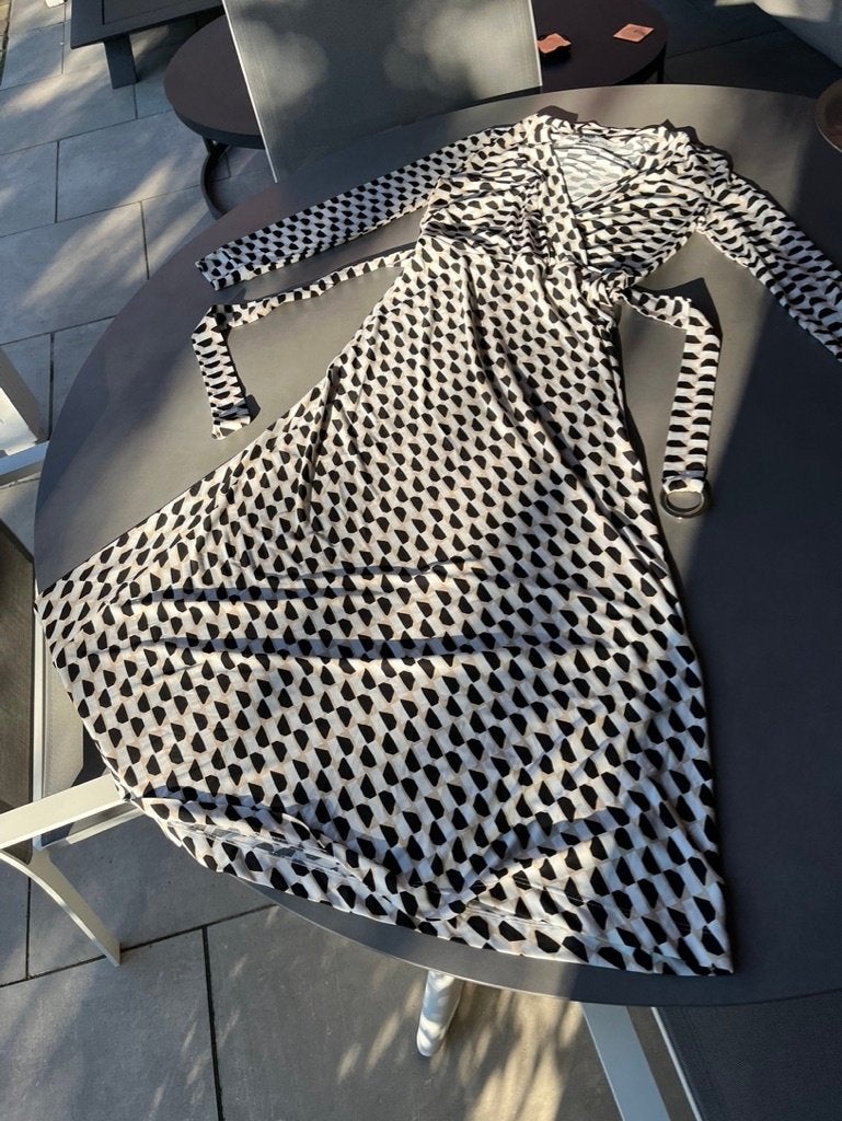 Zwart/wit/beige Vanilia Maxi-jurk, maat S, Kleding | Dames, Vanilia, Zo goed als nieuw, Maat 36 (S), Onder de knie