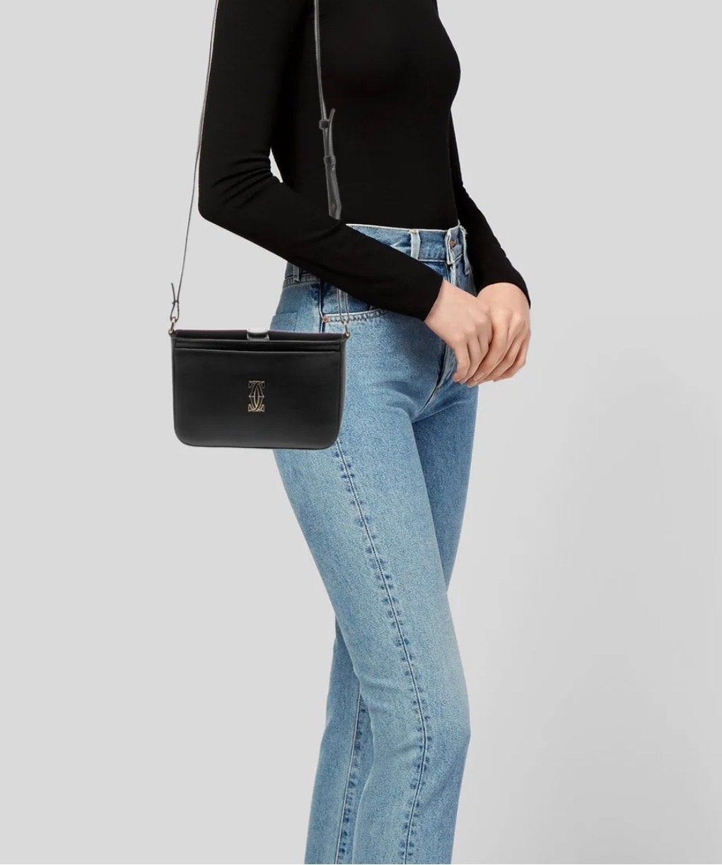 Cartier Kalfsleer Crossbody Tas Zwart, Ophalen of Verzenden, Gebruikt, Zwart, Schoudertasje