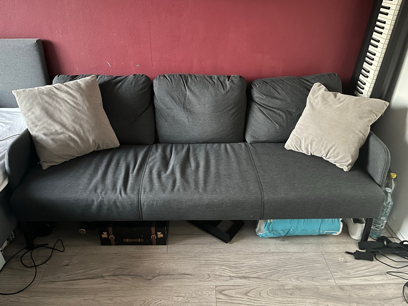 IKEA 3-zitsbank - Donkergrijs, Ophalen, Gebruikt, 150 tot 200 cm, Driepersoons