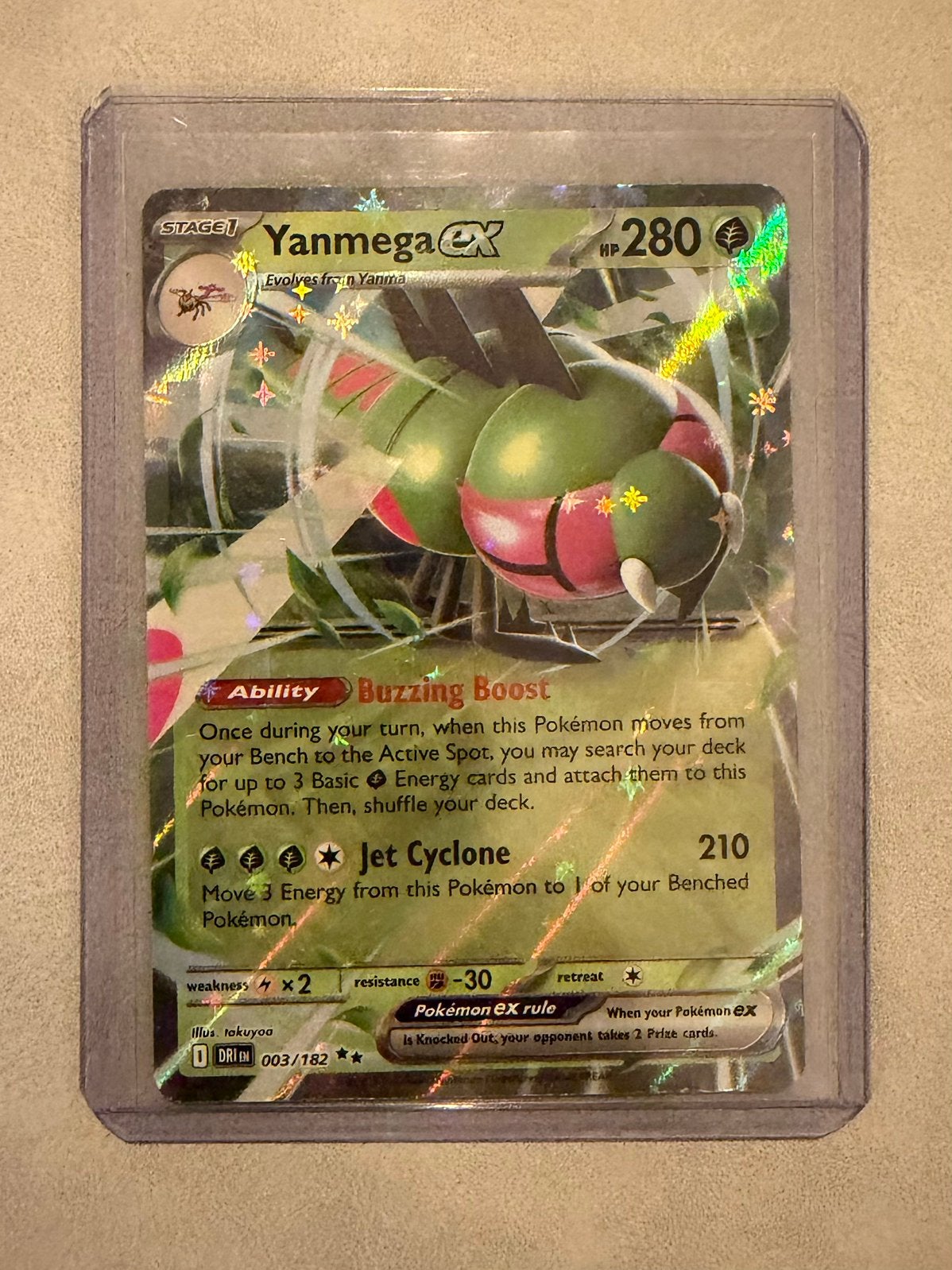 Yanmega EX DRI 003/182 pokemon kaart, Ophalen of Verzenden, Nieuw, Losse kaart, Foil