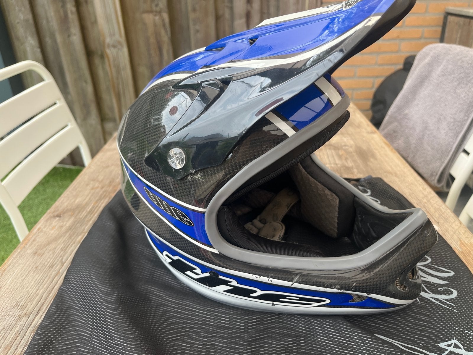 THE ONE Carbon Fietscross BMX Downhill Helm, Ophalen of Verzenden, Gebruikt, Overige maten, Heer of Dame