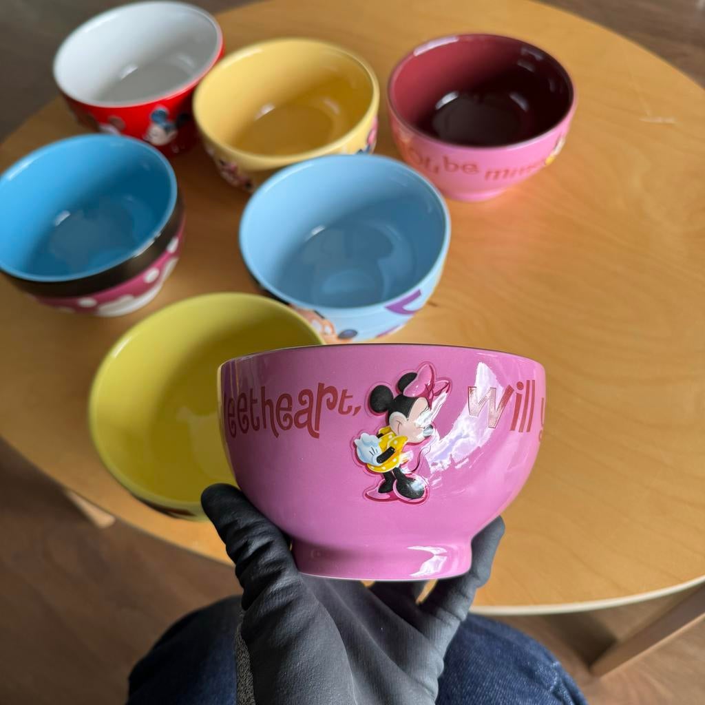 Diverse zeer stevige DISNEY kommen 7x MICKEY & MINNEY MOUSE, Ophalen of Verzenden, Mickey Mouse, Gebruikt, Servies