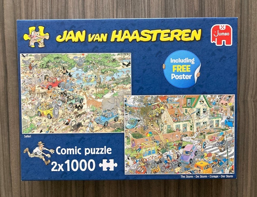 Jan van Haasteren - Safari / De Storm - 2x 1000 stukjes, Ophalen of Verzenden, 500 t/m 1500 stukjes, Zo goed als nieuw