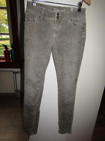 F1361 Coccara mt W27 jeans beige zwart animal print skinny, Verzenden, Zwart, Zo goed als nieuw, Coccara