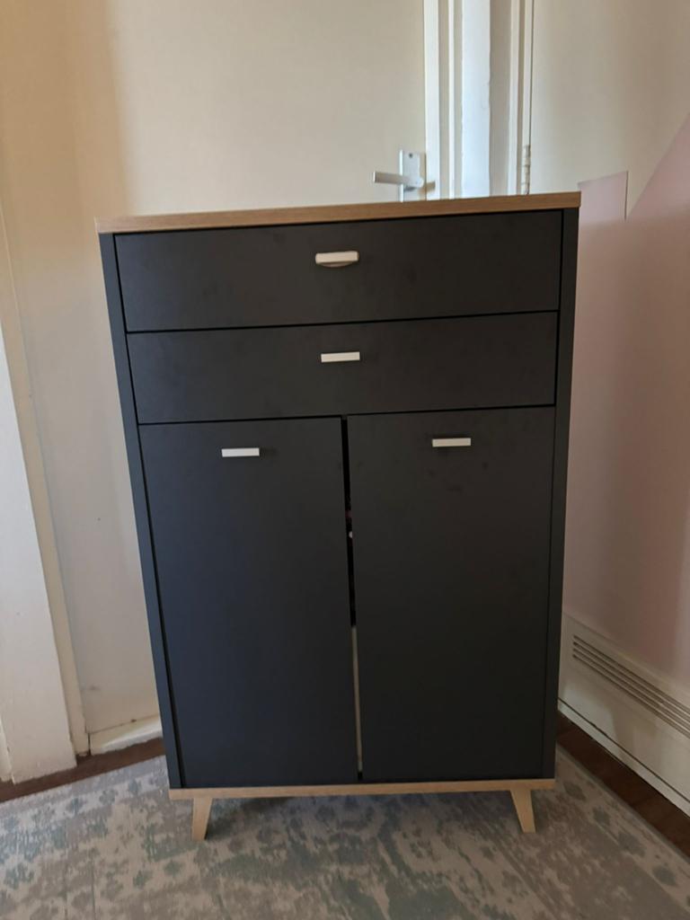 Zgan prachtig kastje Zwart/houtlook, Huis en Inrichting, Kasten | Overige, Ophalen, Zo goed als nieuw