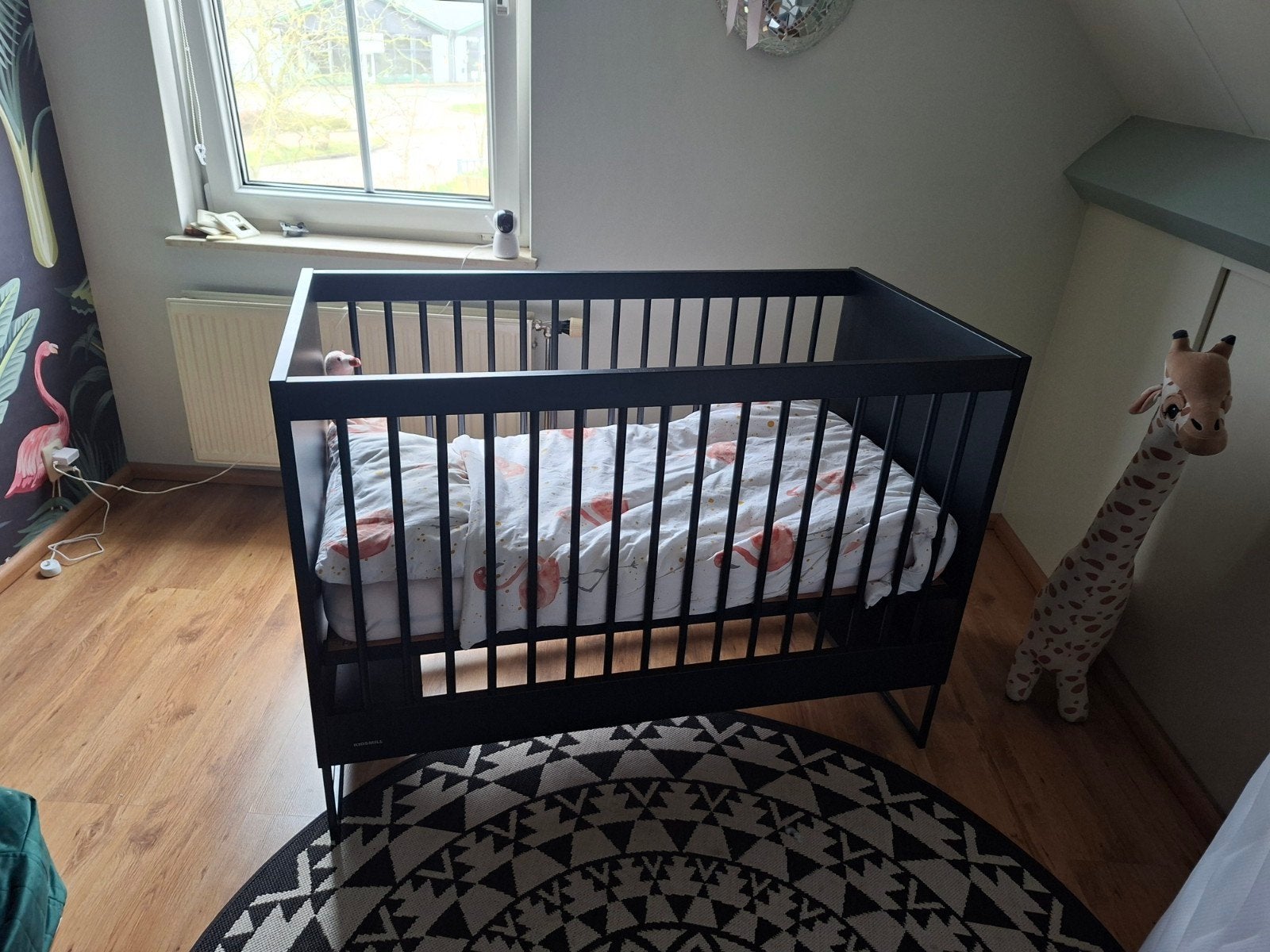Kidsmill Intense II Ledikant Mat Zwart 60x120cm + extra's, Ophalen, Gebruikt, Minder dan 140 cm, Matras