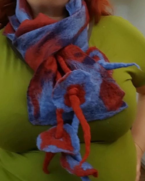 merinowol vilten sjaal handgemaakt, Kleding | Dames, Ophalen of Verzenden, Nieuw, Maat 42/44 (L), Sjaal