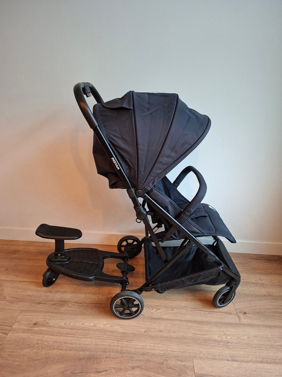 Deryan reis buggy blauw met meerijdplankje, Ophalen, Zo goed als nieuw, Overige merken, Verstelbare rugleuning
