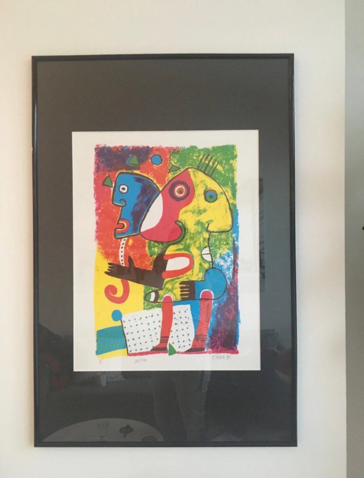Prachtige zeefdruk Clemens Briels '1995', Antiek en Kunst, Zeefdruk, Met glas, Abstract, Ophalen