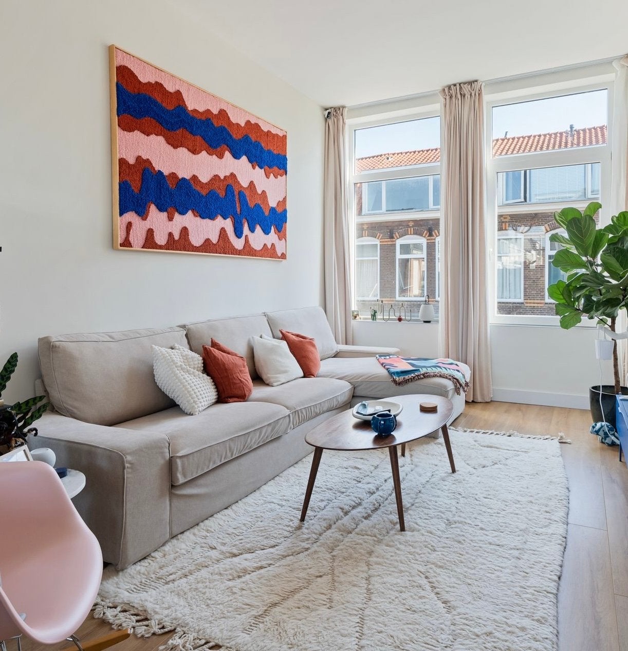 IKEA Kivik 4-zitsbank met chaise longue - Grijs & Beige, Huis en Inrichting, Ophalen, Hoekbank, 300 cm of meer, Zo goed als nieuw