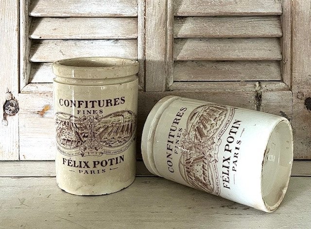 Antieke confiture pot confit pot Félix Potin Paris, Ophalen of Verzenden